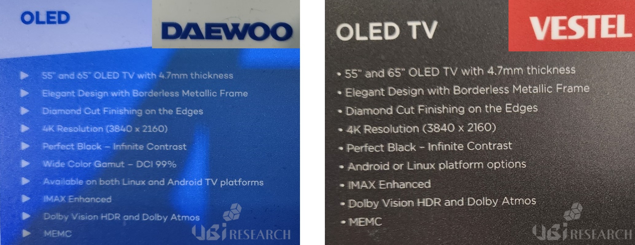 OLED TV 세부사항/ DAEWOO